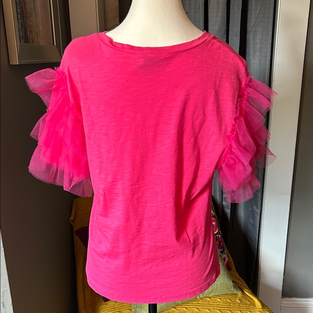 Lea & Viola Fuchsia Ruffle Sleeve Tee - Picture 3 of 5